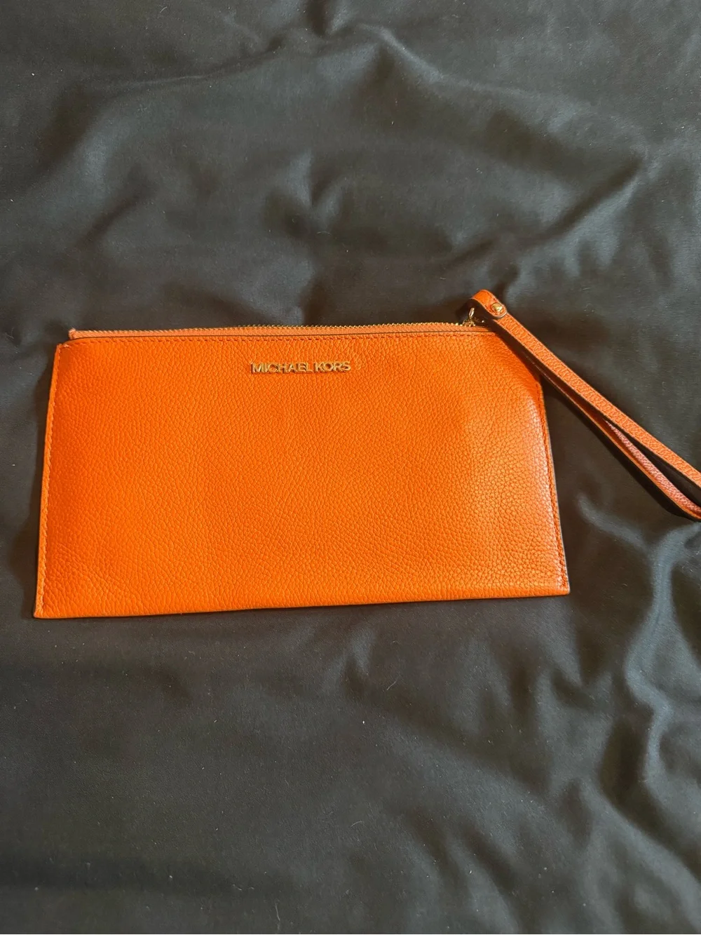 Michael Kors Orange Pebbled Leather Wristlet Clutch